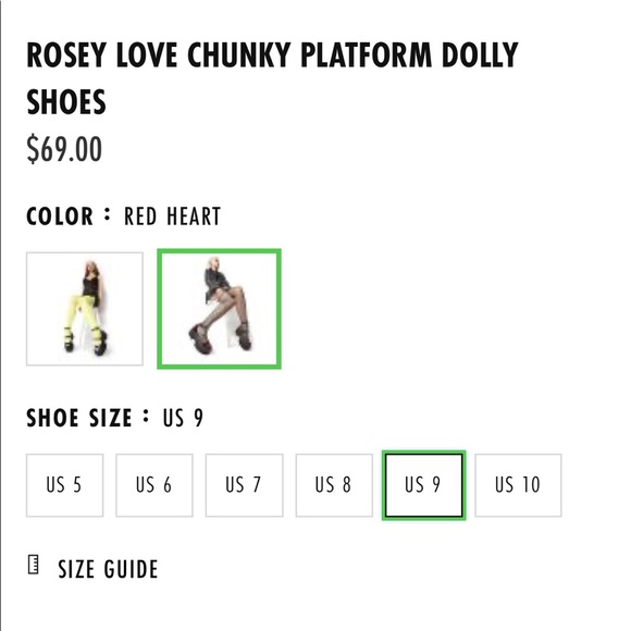 Rosey Love Chunky Platform Dolly Shoes With Hearts, Straps New Size 8 Black Red - Picture 15 of 16